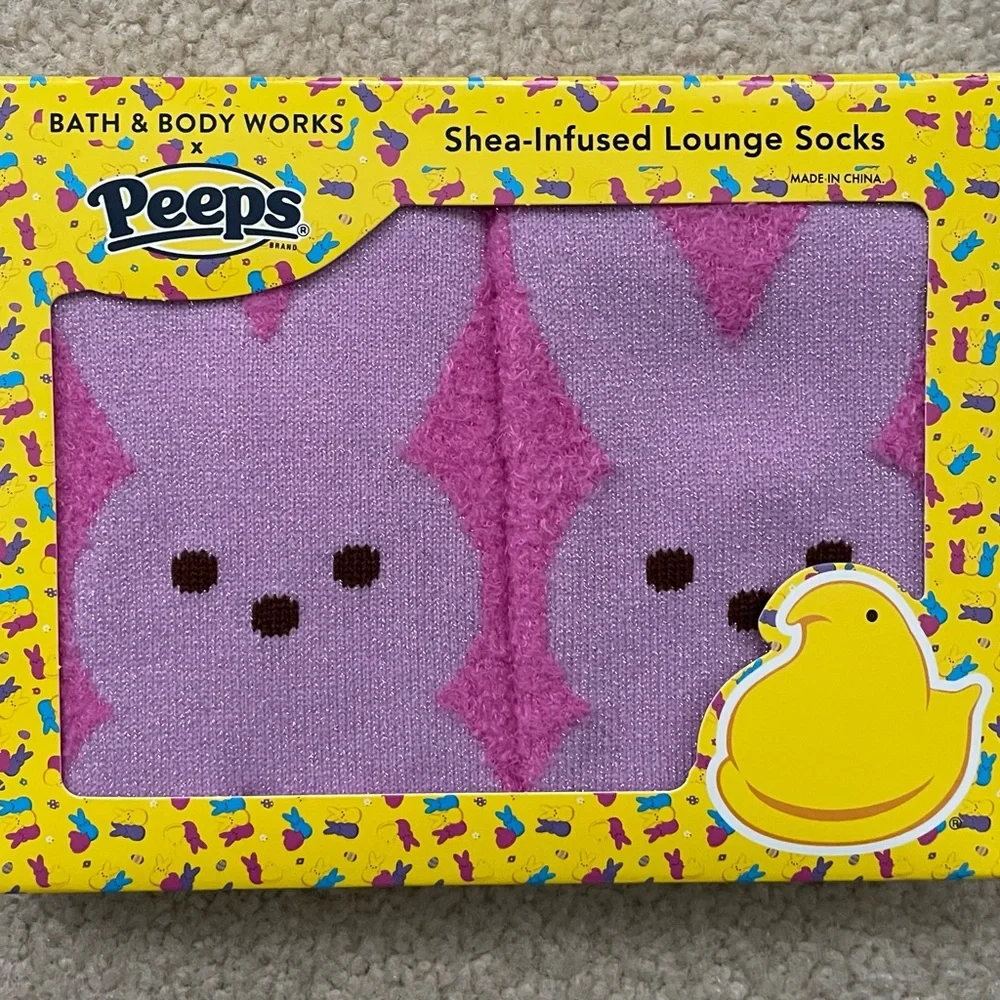 Bath & Body Works PEEPS Pink Marshmallow Bunny Shea-Infused Lounge Socks